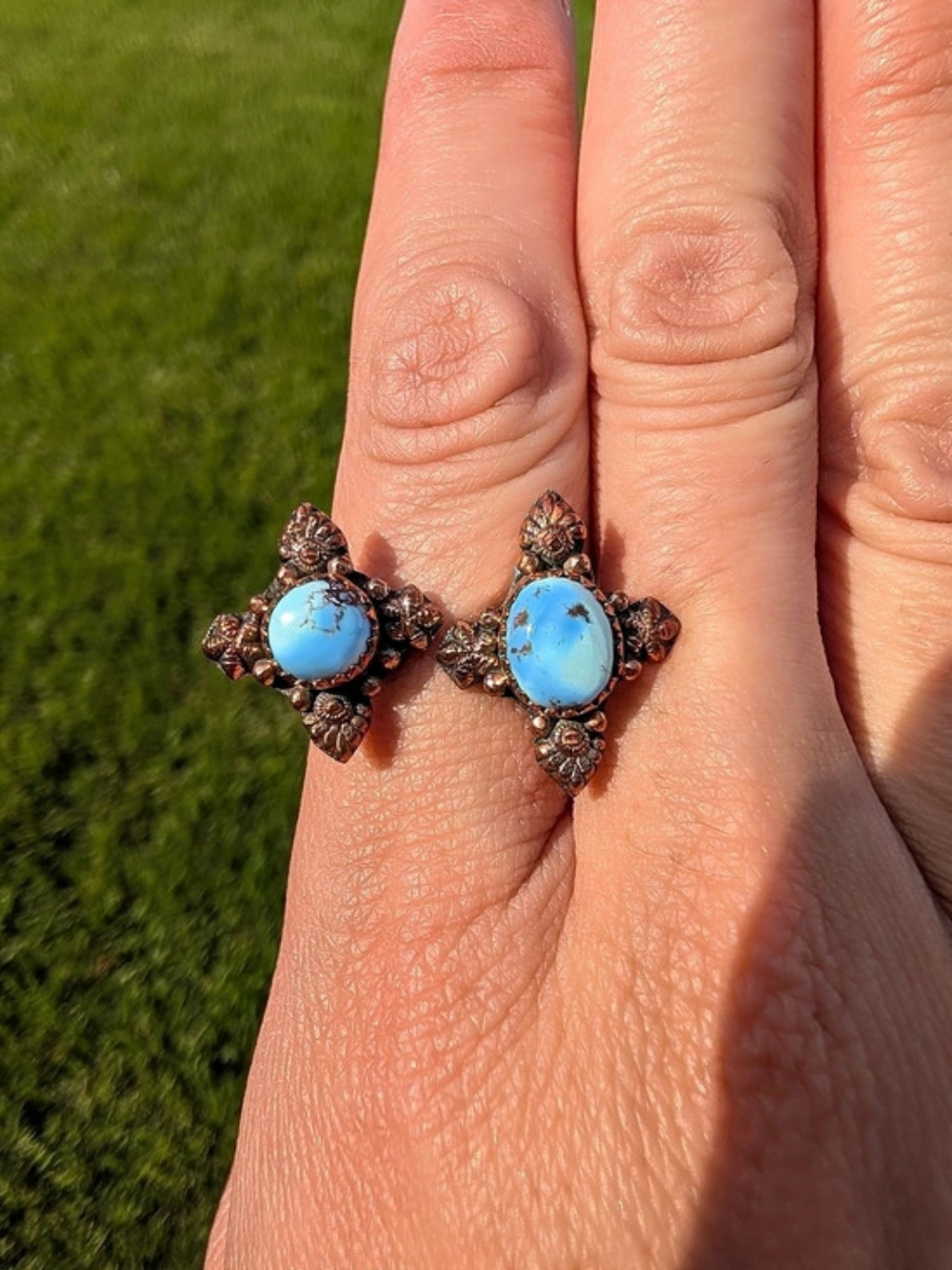 Turquoise Statement Ring Blue & Copper